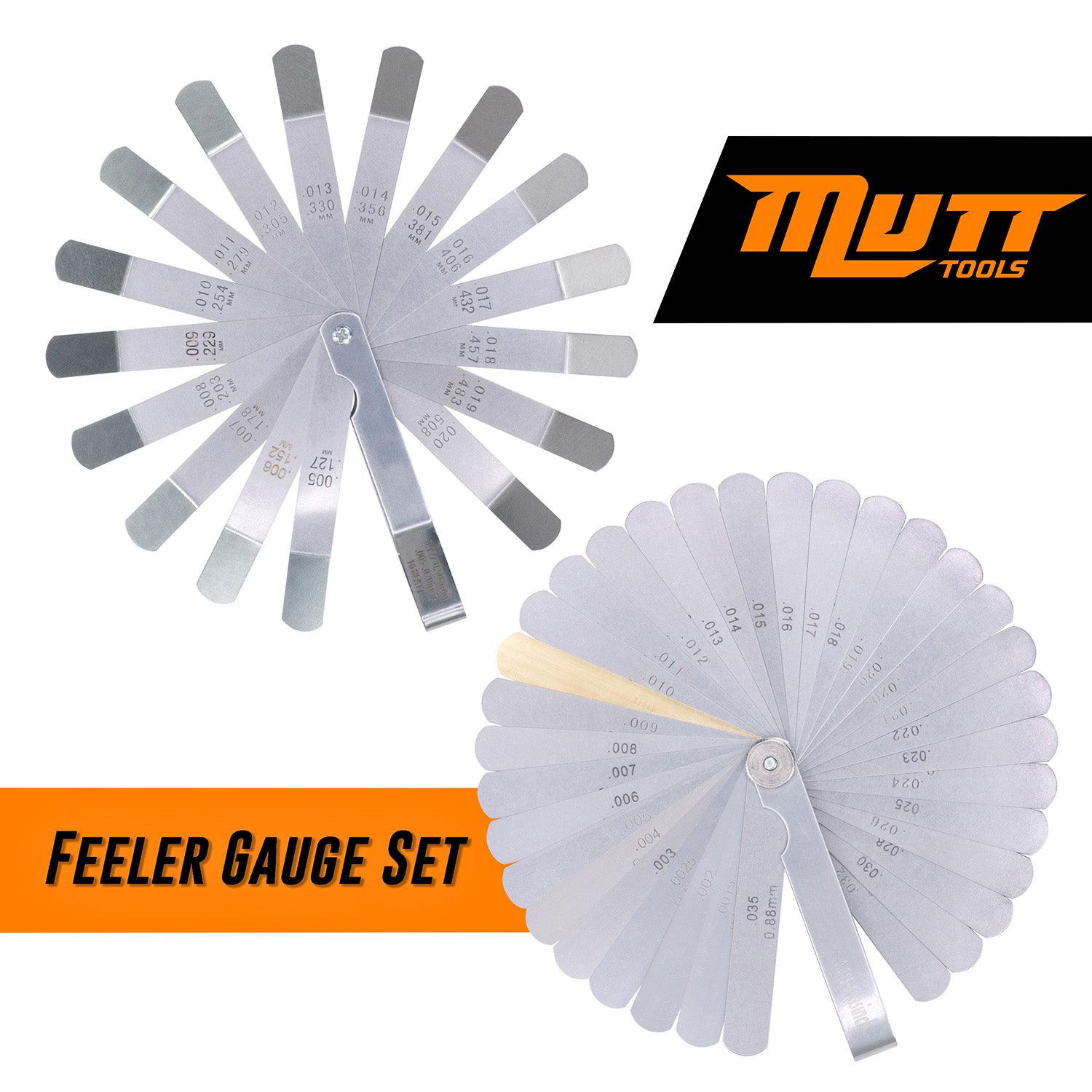 2pc Straight and Angled Feeler Gauge Set – Includes Inch and Metric Feeler Gauges