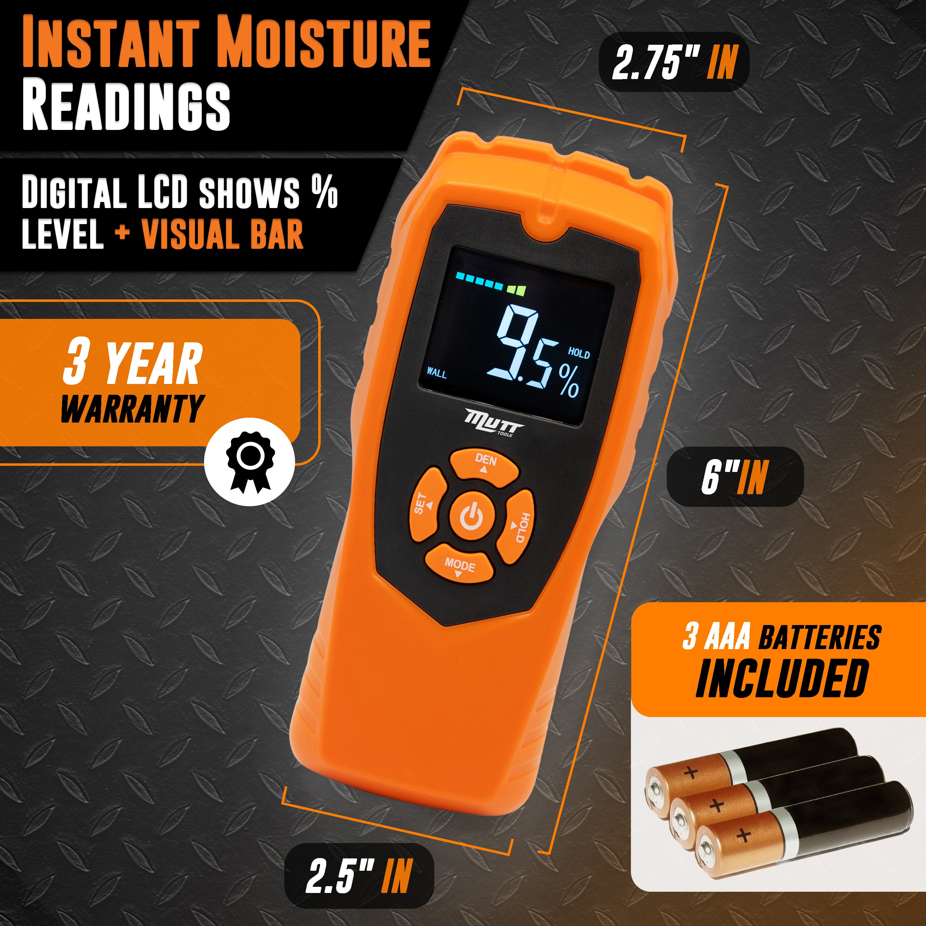 Pinless Moisture Meter | Non-Destructive Wood Moisture Meter for Walls, Drywall, Wood and Masonry