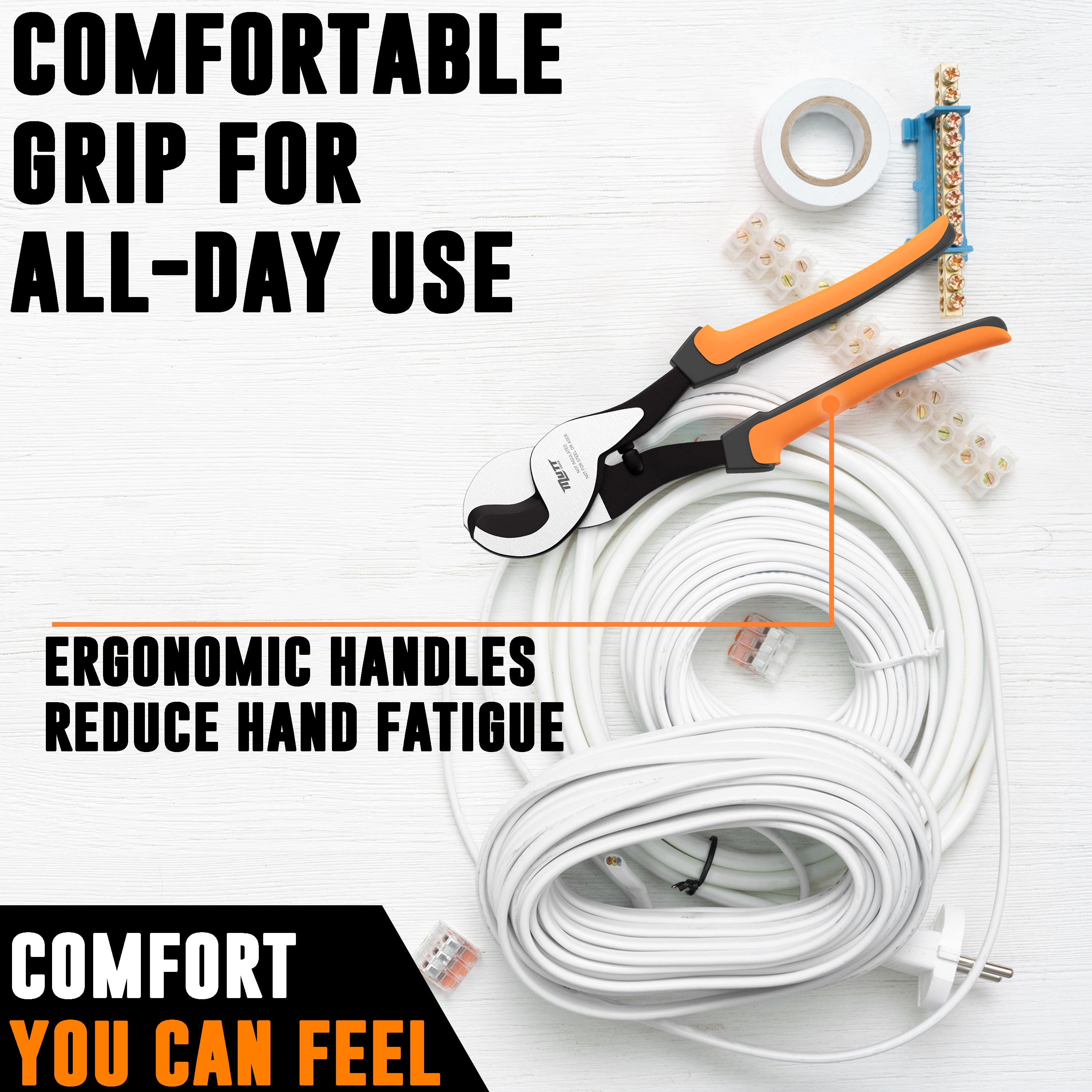 10 Inch Cable Cutters - Heavy Duty Cable Cutter for Aluminum, Copper and Communications Cable