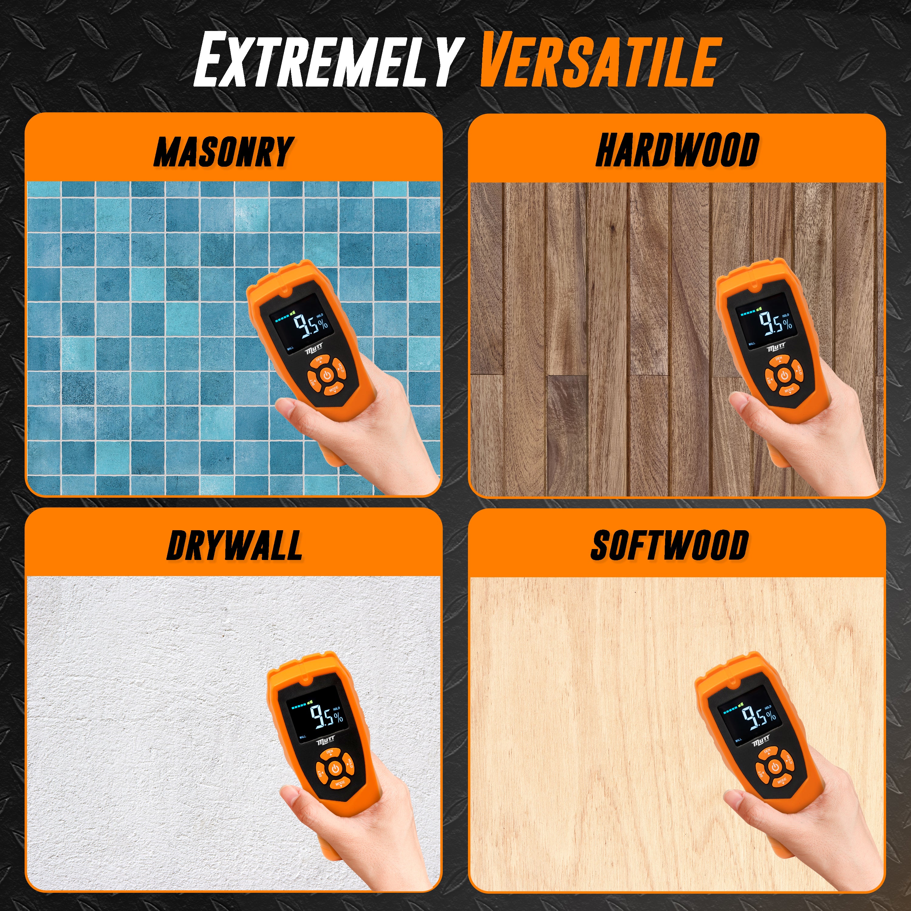 Pinless Moisture Meter | Non-Destructive Wood Moisture Meter for Walls, Drywall, Wood and Masonry