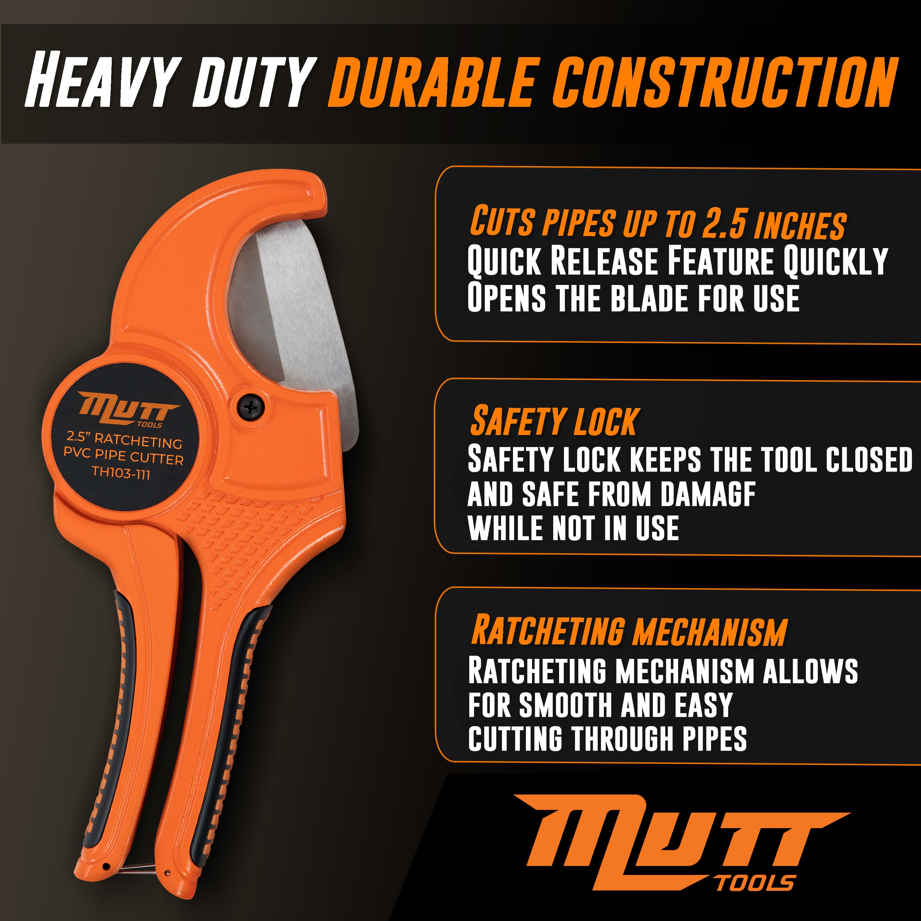 2.5 Inch PVC Pipe Cutter – 2.5" Ratcheting PVC Cutter – PVC Cutter Tool