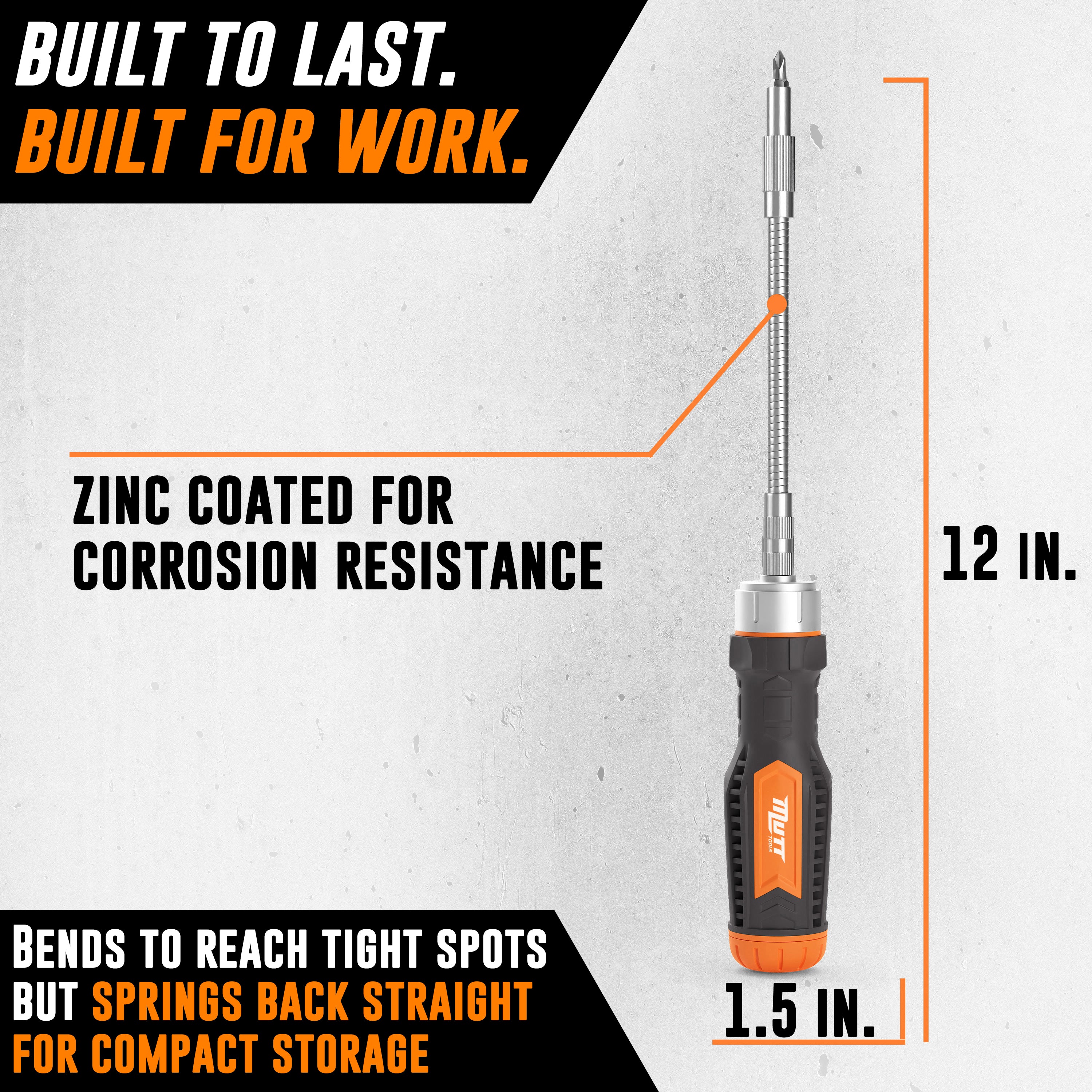 Flexible Ratcheting Screwdriver Set with Integrated Bit Holder