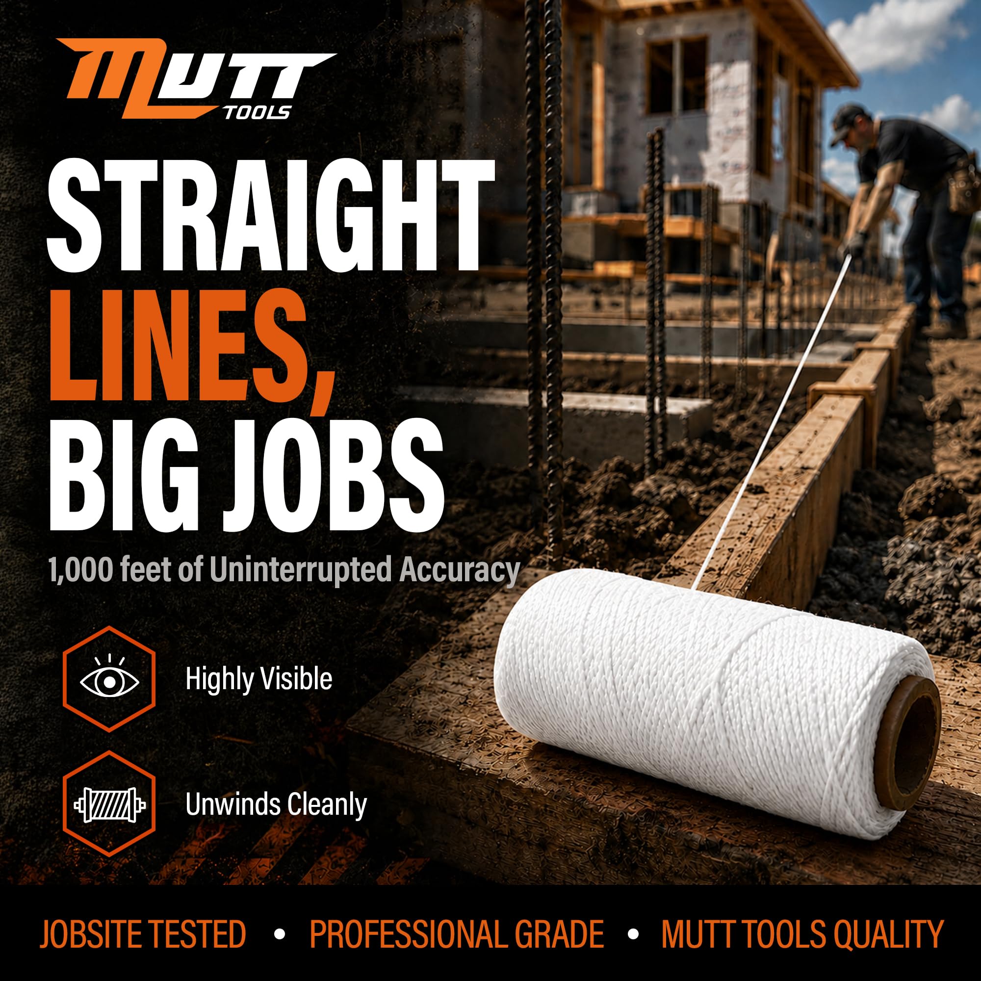 Mutt Tools #18 Braided Nylon Mason Construction String Line