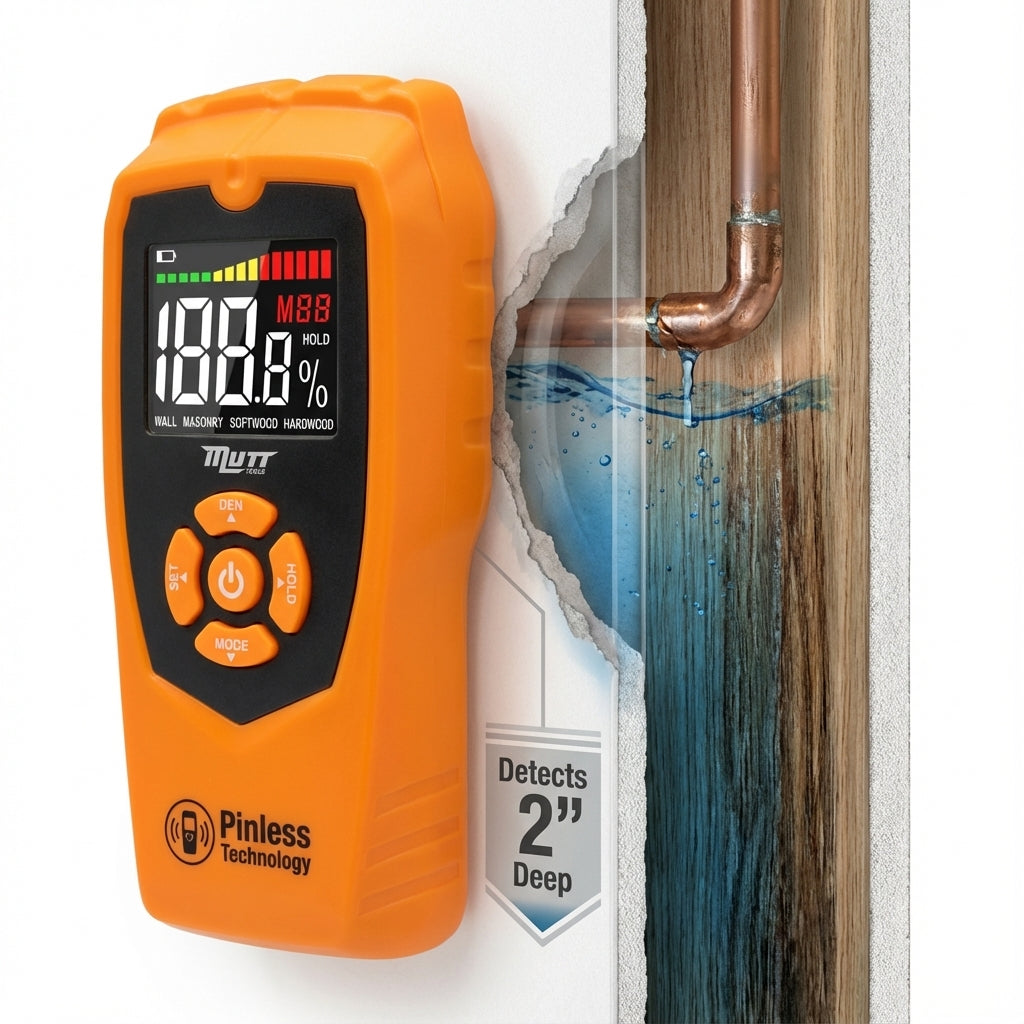Pinless Moisture Meter | Non-Destructive Wood Moisture Meter for Walls, Drywall, Wood and Masonry