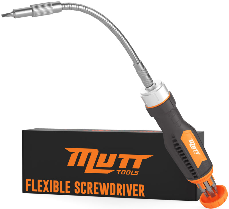 Flexible Ratcheting Screwdriver Set with Integrated Bit Holder
