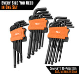 35pc L-Key Allen Wrench Set | Includes SAE, Metric and Torx Ball End Hex Key Sets
