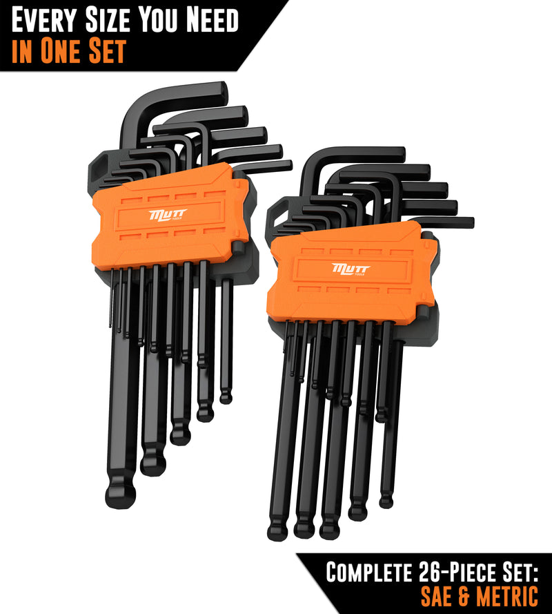 26pc Allen Wrench Set | Includes Metric and SAE Ball End Hex Key Sets