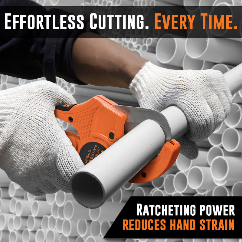 2.5 Inch PVC Pipe Cutter – 2.5" Ratcheting PVC Cutter – PVC Cutter Tool