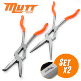 2pc Double Jointed Pliers Set – 13" Long Needle Nose Pliers and 45 Degree Bent Nose Pliers