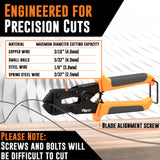 8" Mini Bolt Cutters | Small Bolt Cutters for Nails, Screws, Wire and More