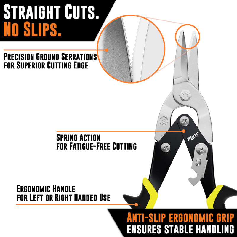 10 Inch Straight Cut Tin Snip | Heavy Duty Chrome Molybdenum Snips