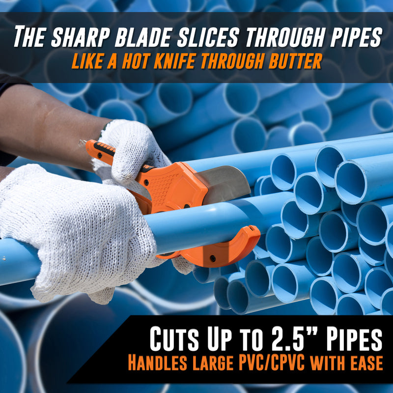 2.5 Inch PVC Pipe Cutter – 2.5" Ratcheting PVC Cutter – PVC Cutter Tool
