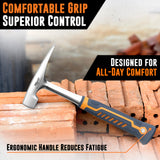 Brick Hammer – 20oz Masonry Hammer with Ergonomic Handle – Stone Mason Hammer