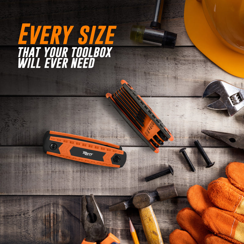 17pc Folding Allen Wrenches Sets | Includes Metric and SAE Hex Key Sets