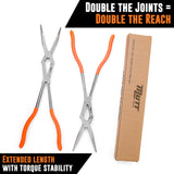 2pc Double Jointed Pliers Set – 13" Long Needle Nose Pliers and 45 Degree Bent Nose Pliers
