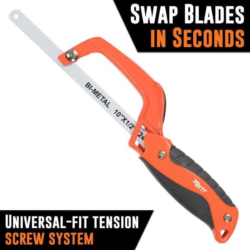 10" Mini Hacksaw for Metal – Compact Hack Saw with Bimetal Blade