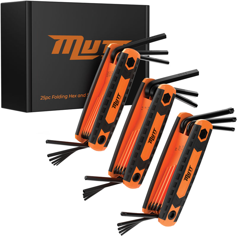 25pc Folding Allen and Torx Wrench Set | Includes Metric, SAE Hex Key Sets and Star Keys