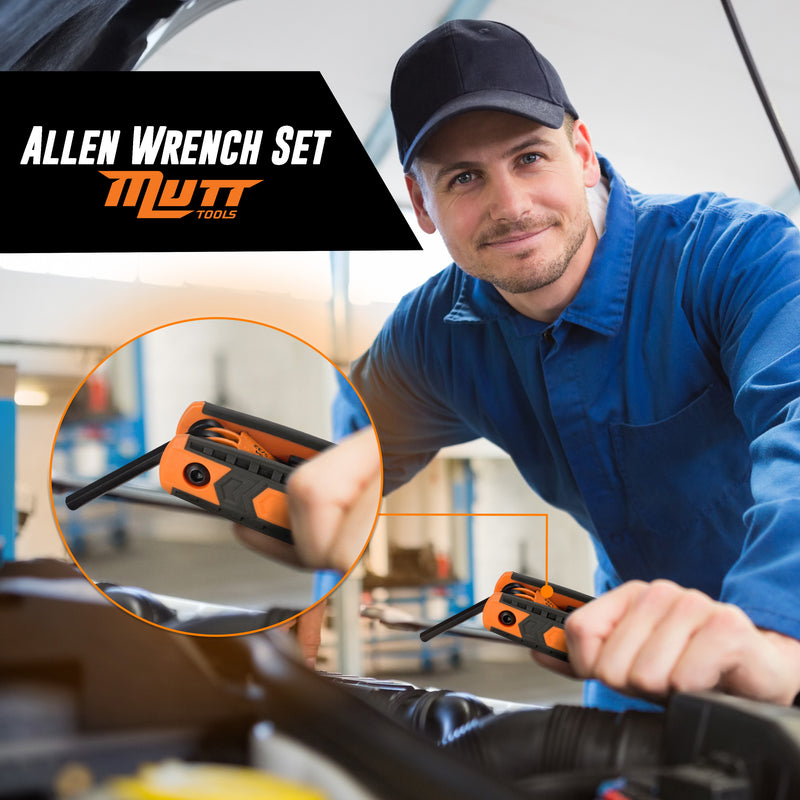 17pc Folding Allen Wrenches Sets | Includes Metric and SAE Hex Key Sets
