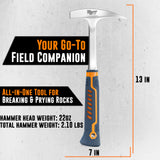 Rock Hammer – Heavy Duty 22oz Rock Pick Hammer – Rock Hammer Geology Tools, Geology Hammer