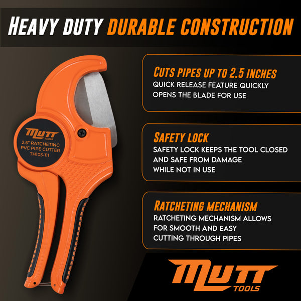 2.5 Inch PVC Pipe Cutter – 2.5" Ratcheting PVC Cutter – PVC Cutter Tool