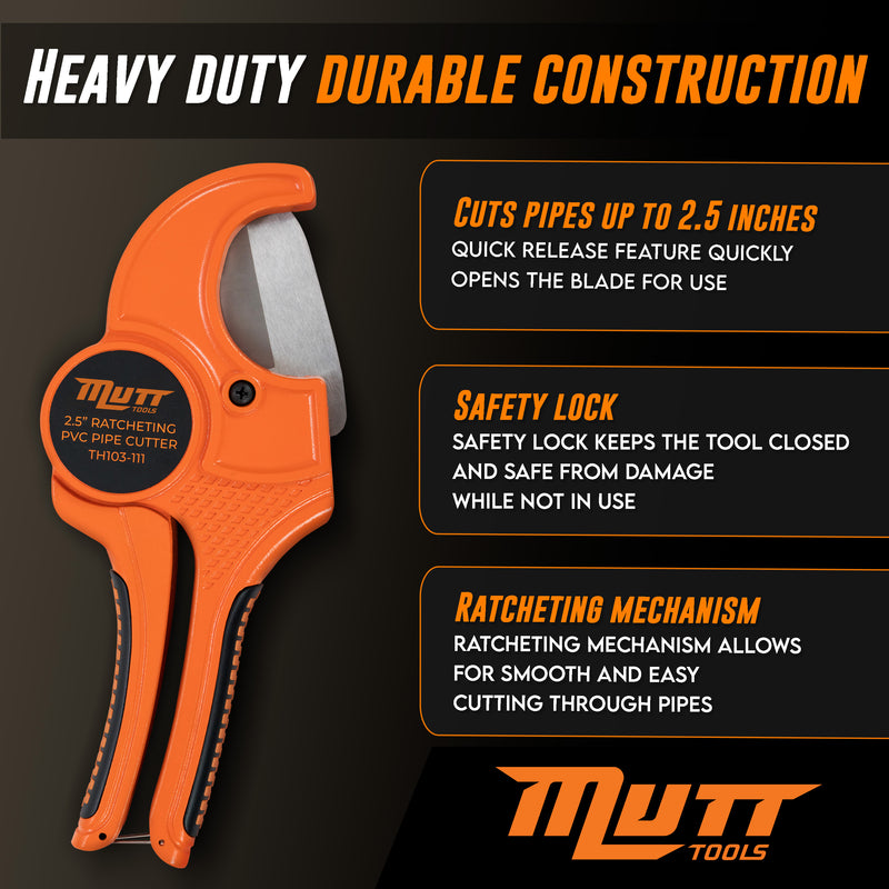 2.5 Inch PVC Pipe Cutter – 2.5" Ratcheting PVC Cutter – PVC Cutter Tool