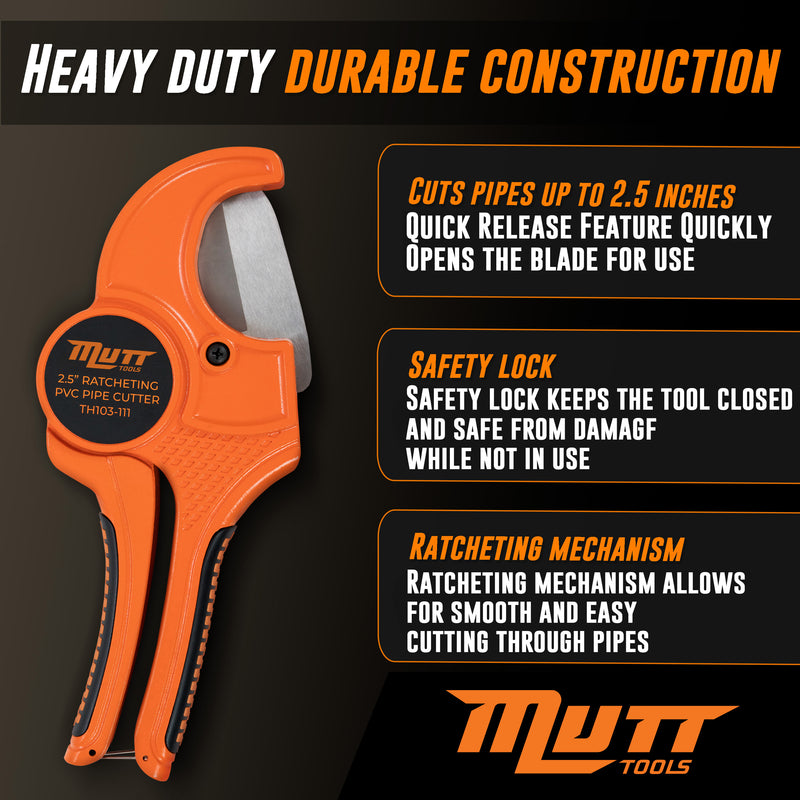 2.5 Inch PVC Pipe Cutter – 2.5" Ratcheting PVC Cutter – PVC Cutter Tool