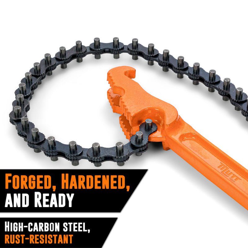 Chain Wrench Heavy Duty – Fits 1-1/2” to 6” Pipes and Filters – Chain Pipe Wrench and Chain Oil Filter Wrench