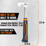 Brick Hammer – 20oz Masonry Hammer with Ergonomic Handle – Stone Mason Hammer