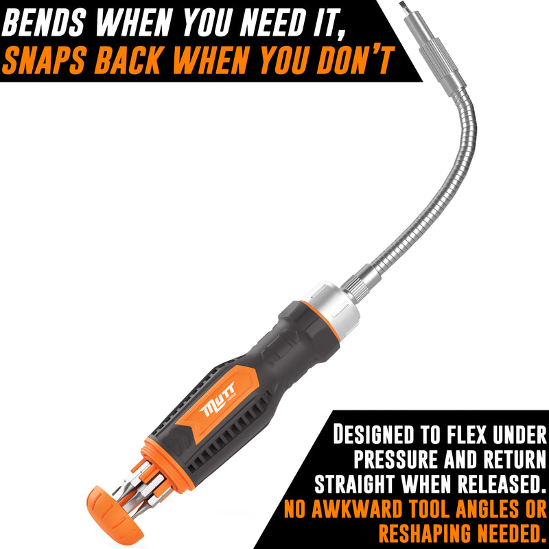 Flexible Ratcheting Screwdriver Set with Integrated Bit Holder