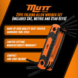 25pc Folding Allen and Torx Wrench Set | Includes Metric, SAE Hex Key Sets and Star Keys