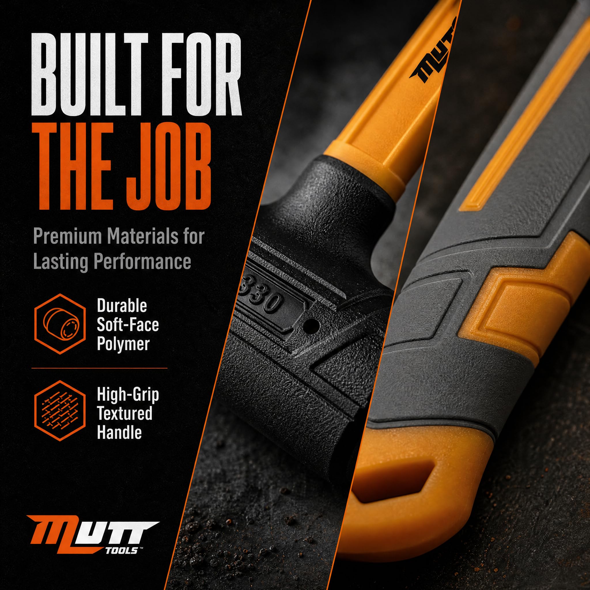 Mutt Tools Soft Face Dead Blow Hammer - Deadblow Mallet Soft Face