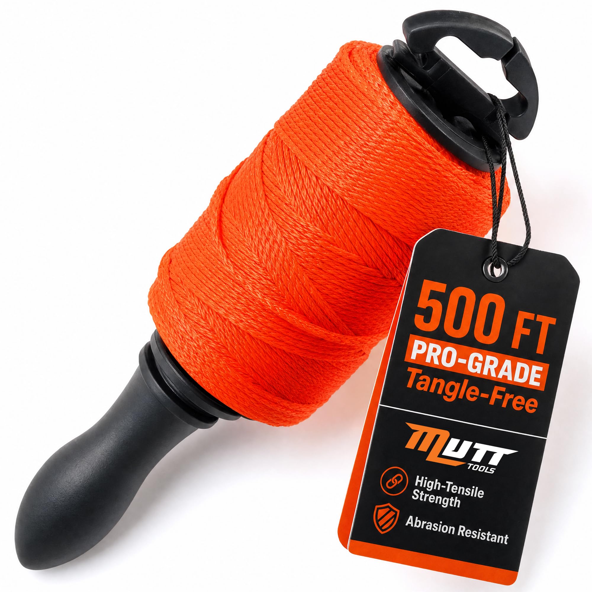 Mutt Tools #18 Braided Nylon Construction String Line Reel, 500ft Orange