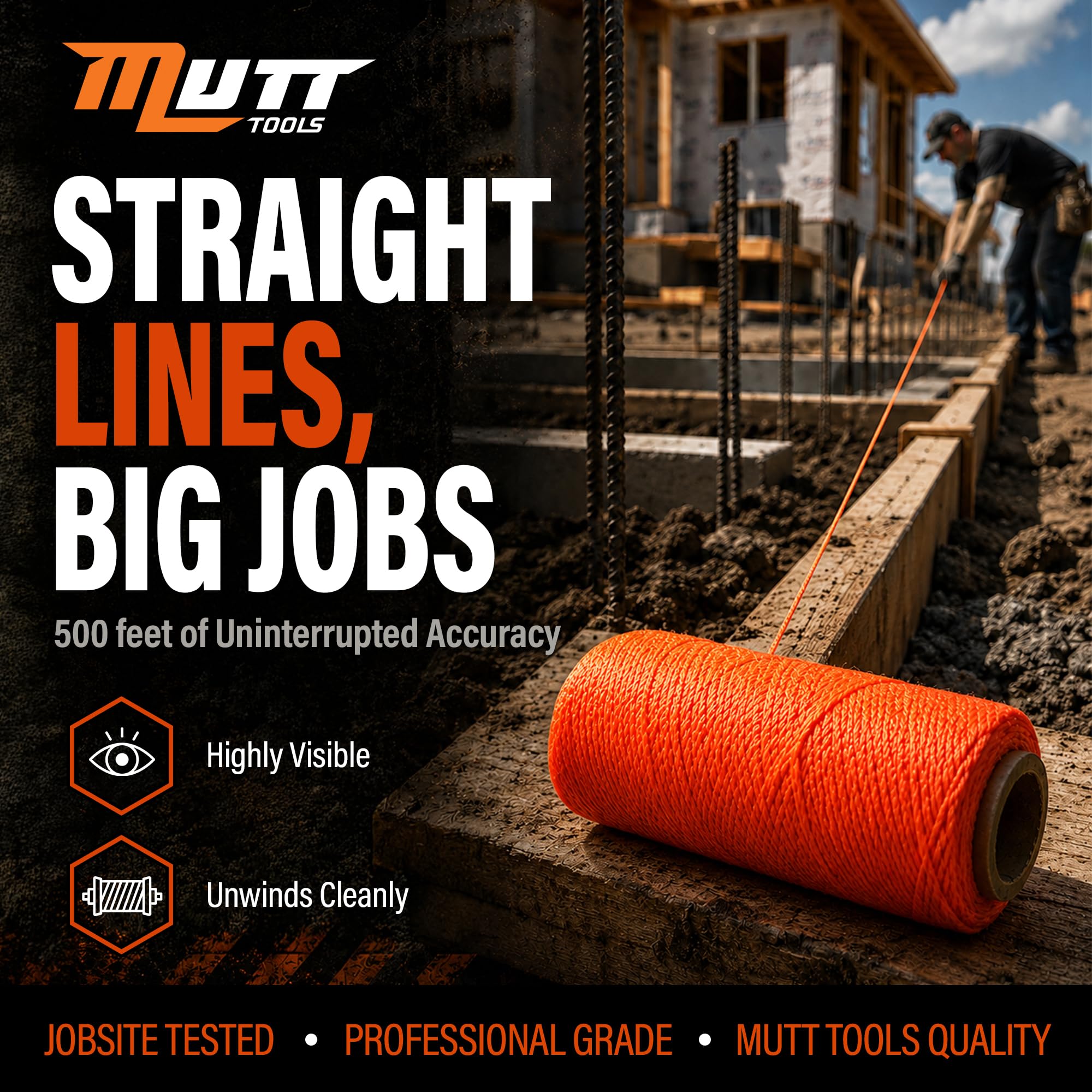 Mutt Tools #18 Braided Nylon Mason Construction String Line