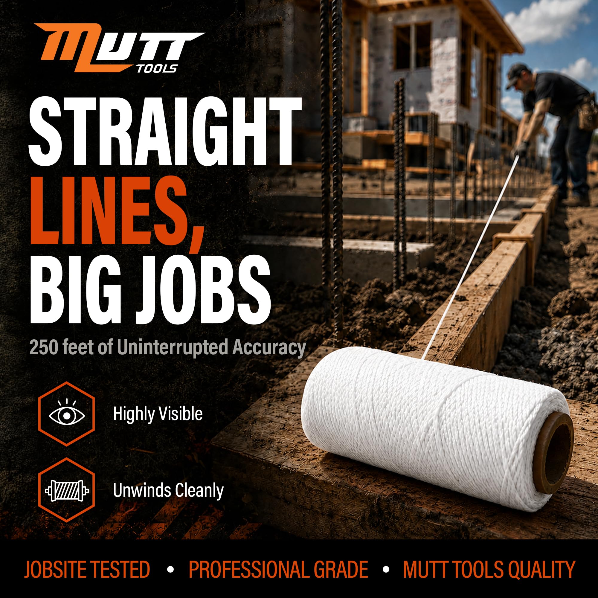 Mutt Tools #18 Braided Nylon Mason Construction String Line