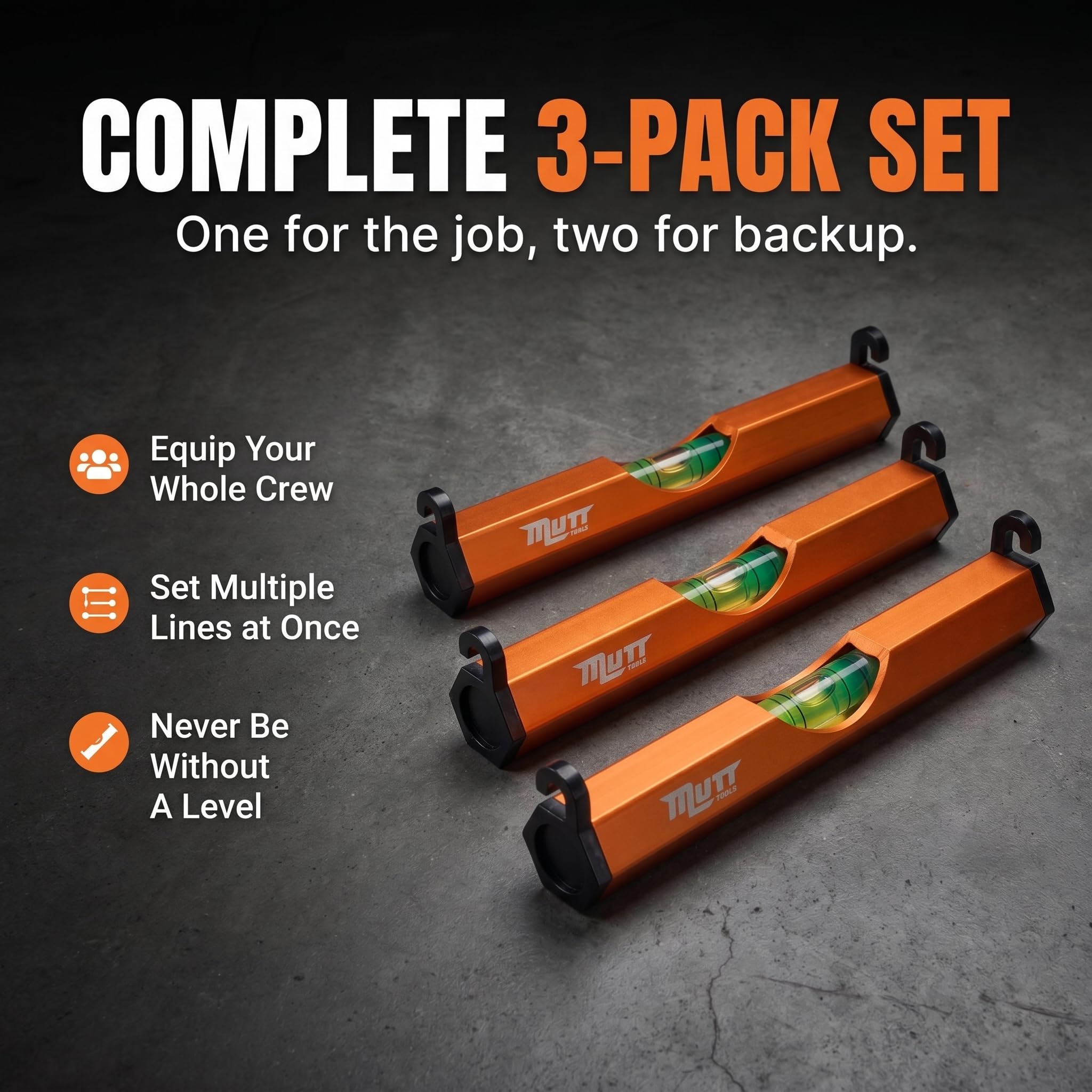 Mutt Tools 3 Inch Aluminum String Line Level for Construction