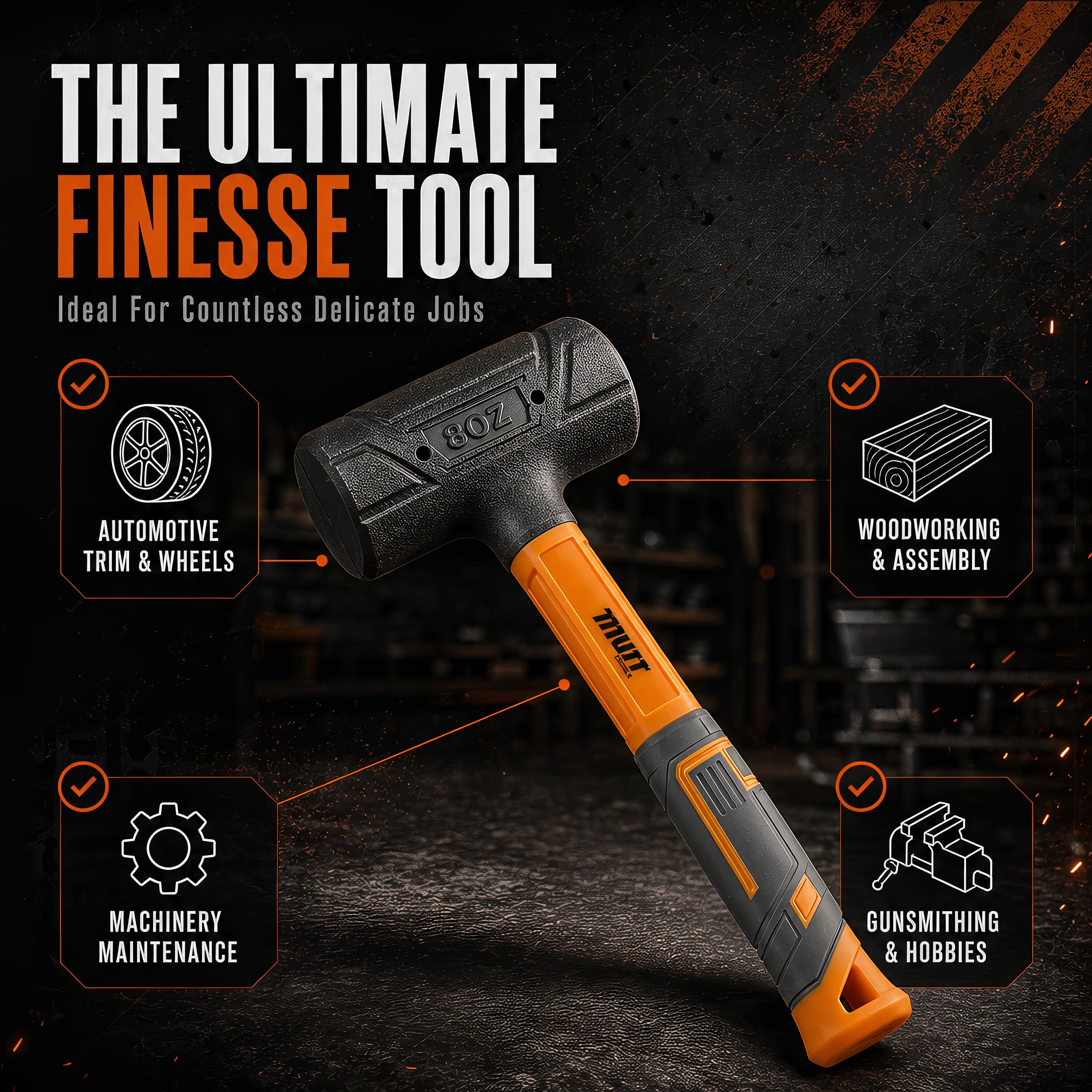Mutt Tools Soft Face Dead Blow Hammer - Deadblow Mallet Soft Face