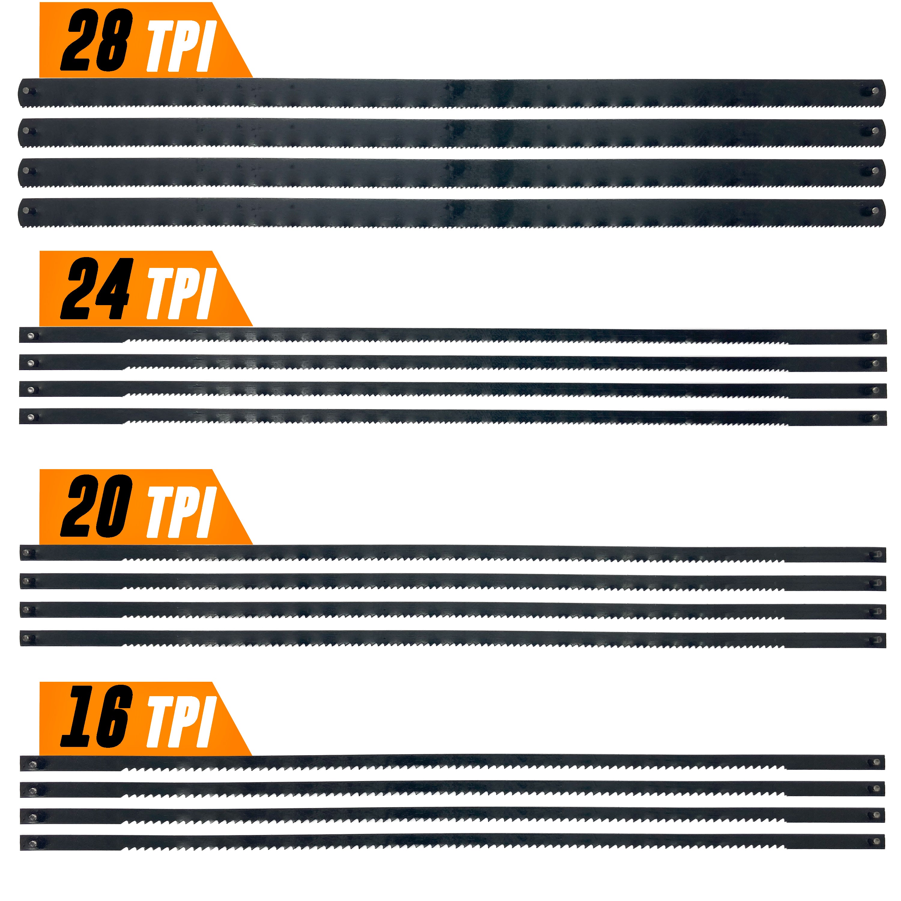 Premium 6-1/2 inch Coping Saw Blades for Woodworking - 16 Carbon Steel Replacement Blades - 4 Pack Set - Precision Cutting for DIY Projects