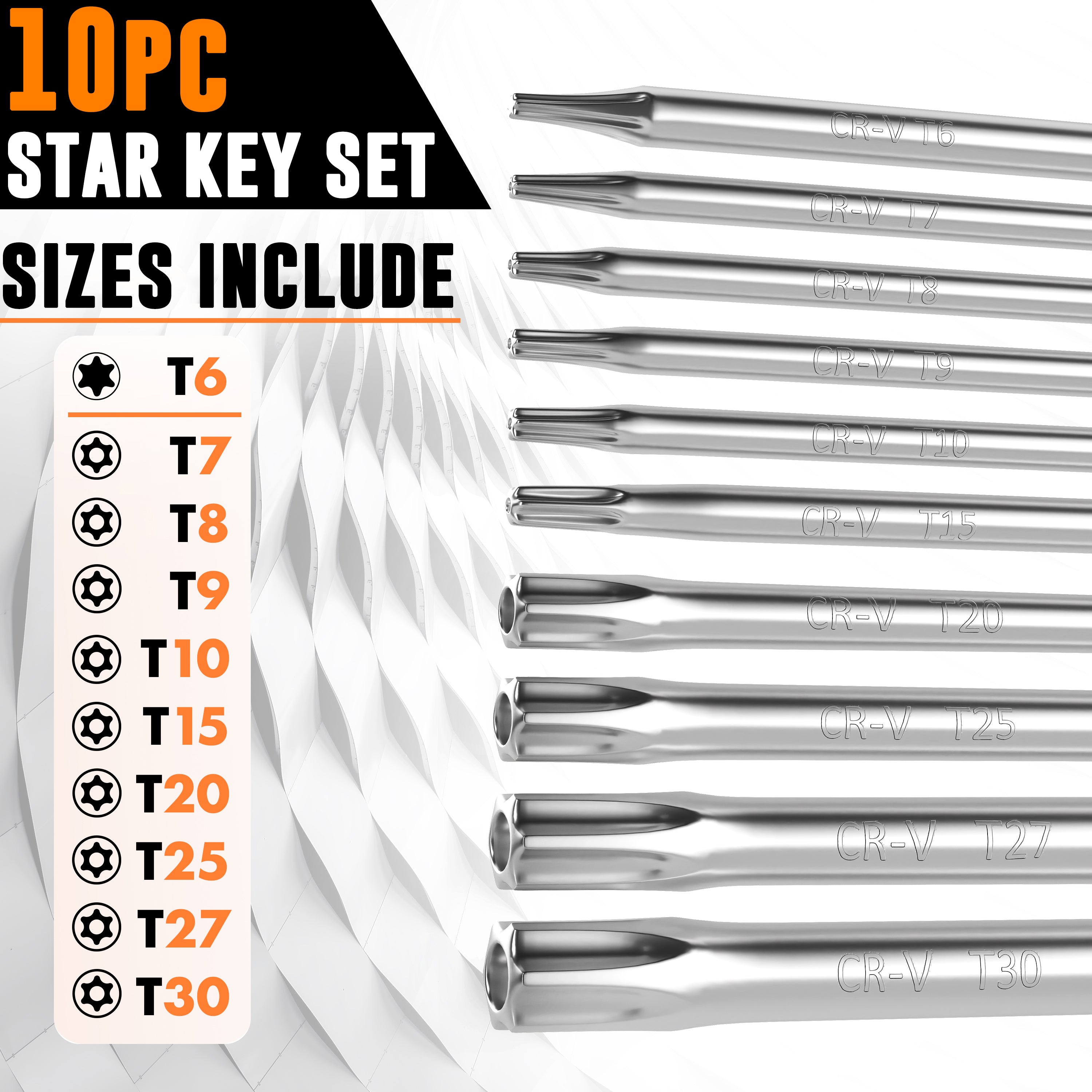 10pc Folding Security Star Set | Tamper Proof Torx Set