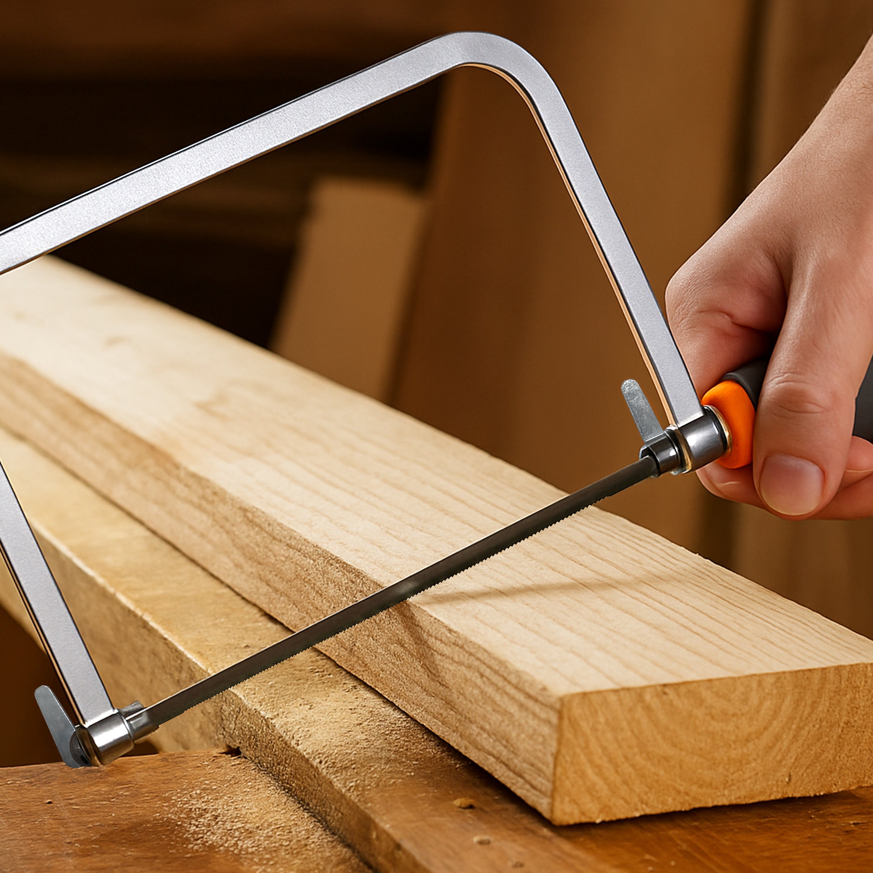 6.5 inch Coping Saw for Woodworking - Premium Frame Saw with 3 Carbon Steel Blades for Precise Scroll Cuts