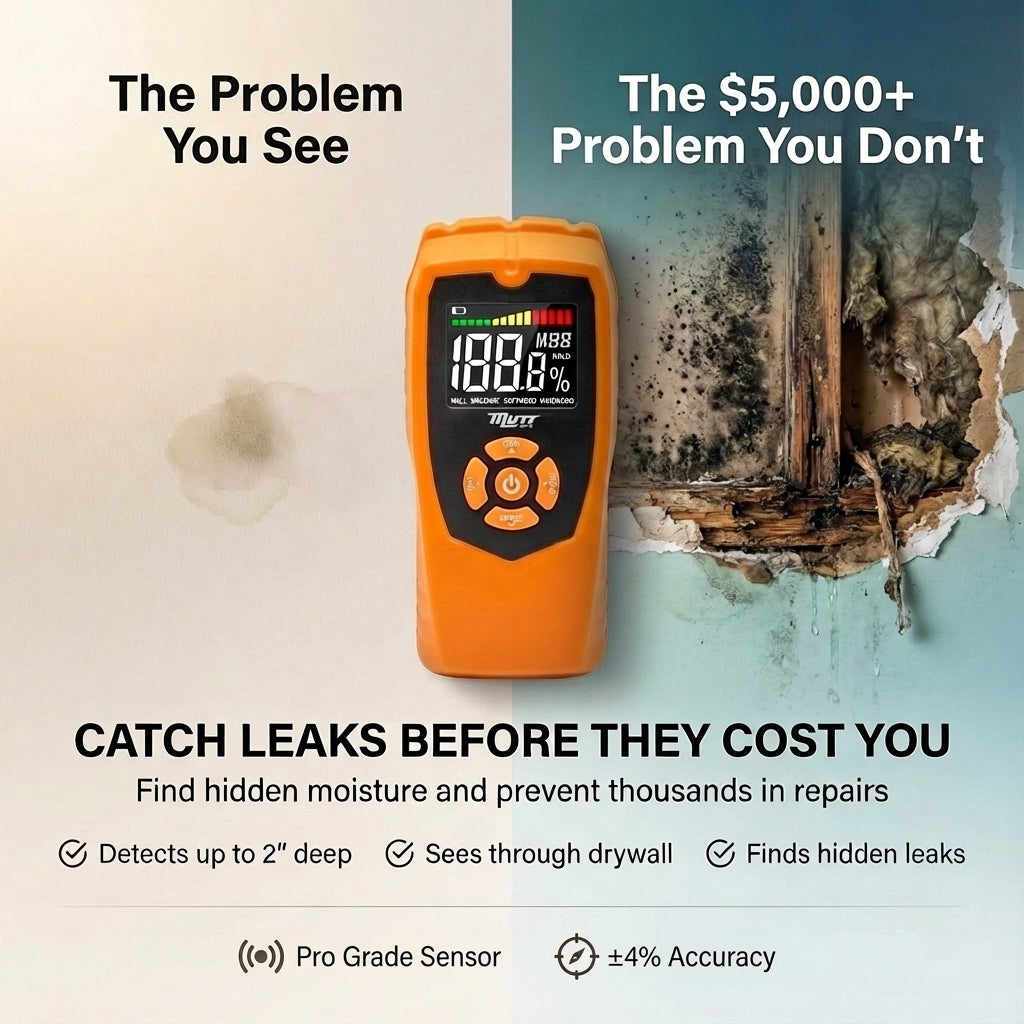 Pinless Moisture Meter | Non-Destructive Wood Moisture Meter for Walls, Drywall, Wood and Masonry