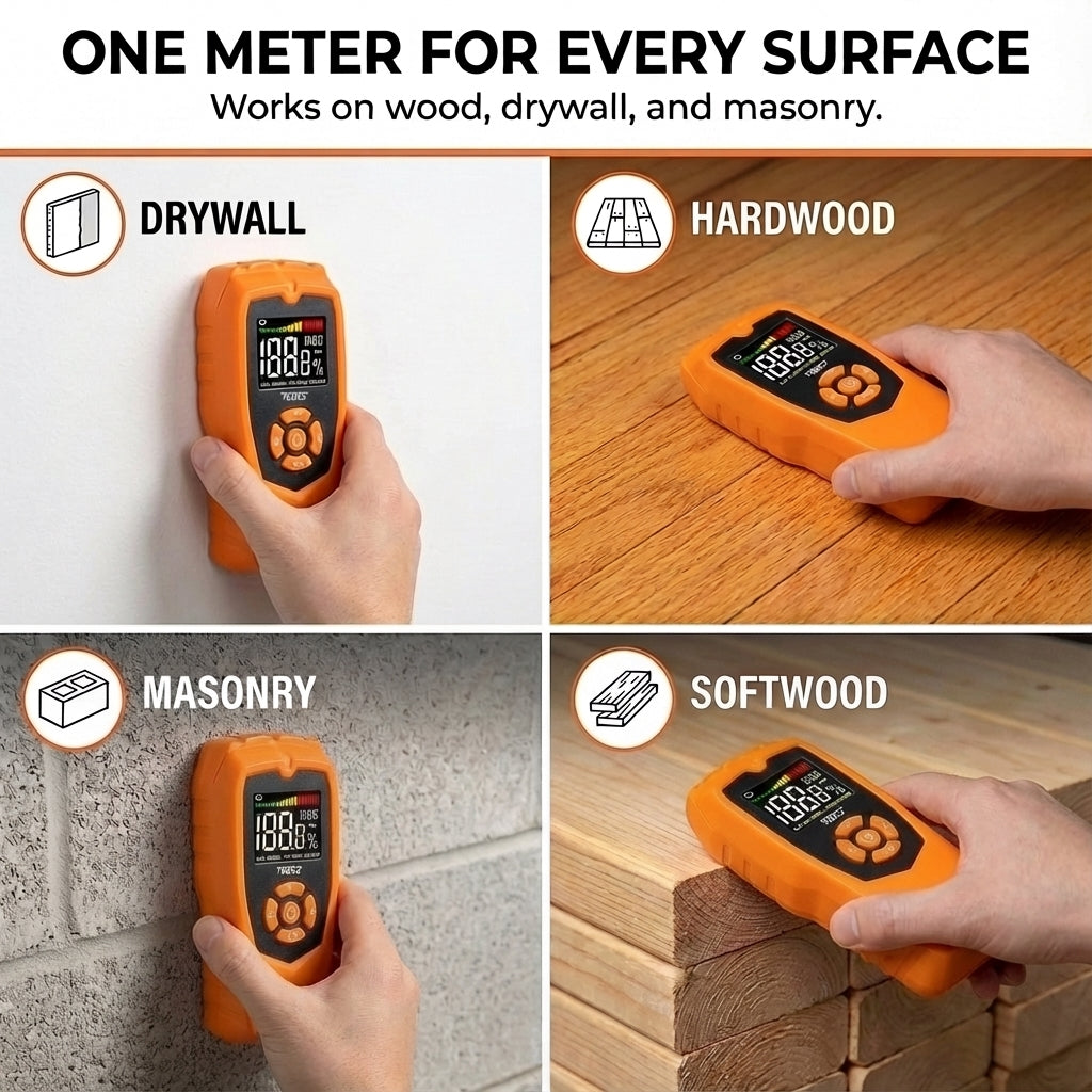 Pinless Moisture Meter | Non-Destructive Wood Moisture Meter for Walls, Drywall, Wood and Masonry