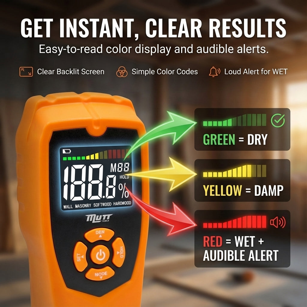 Pinless Moisture Meter | Non-Destructive Wood Moisture Meter for Walls, Drywall, Wood and Masonry