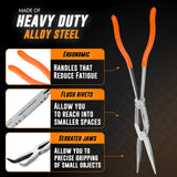 2pc Double Jointed Pliers Set – 13" Long Needle Nose Pliers and 45 Degree Bent Nose Pliers