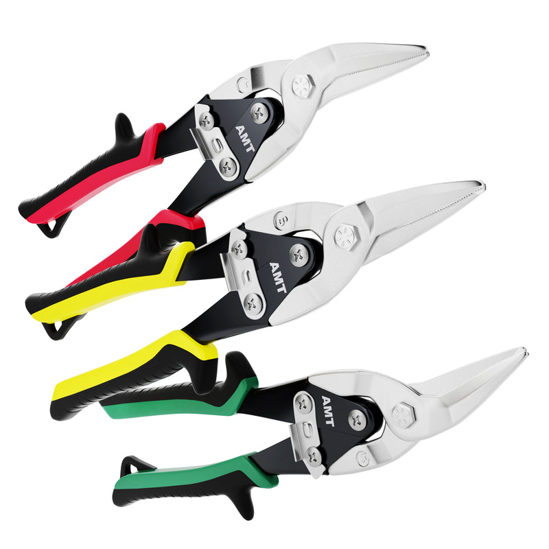  Mutt Tools Professional 10 Inch Compound Action Aviation Tin Snips - 3pc Set - Mutt Tools