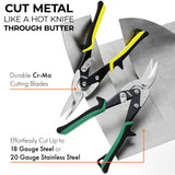  Mutt Tools Professional 10 Inch Compound Action Aviation Tin Snips - 3pc Set - Mutt Tools