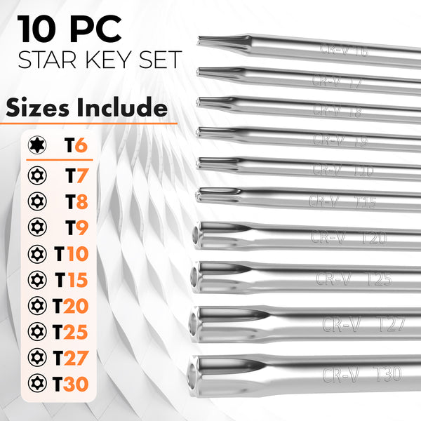 10pc Folding Security Star Set | Tamper Proof Torx Set