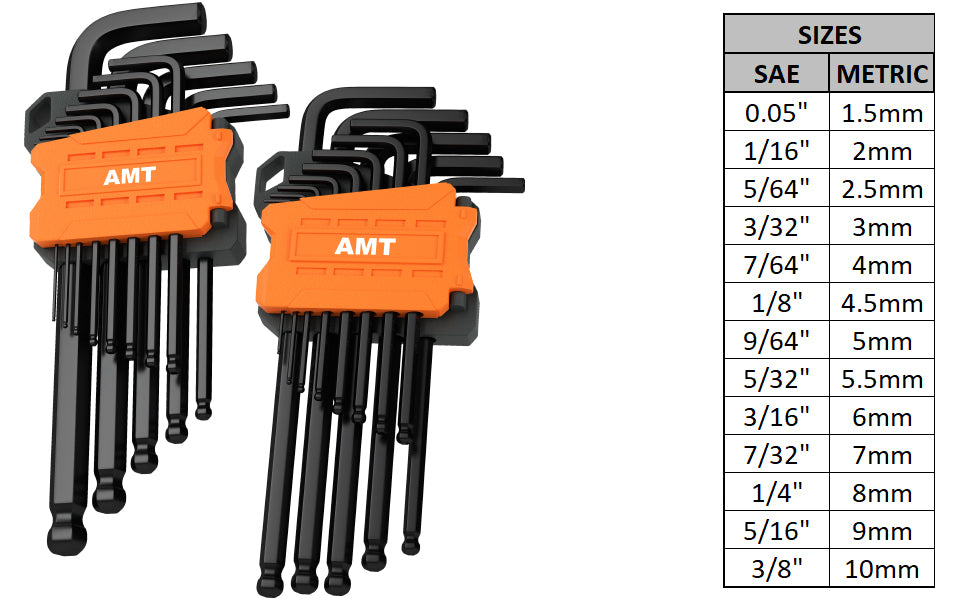 26pc L-Key Allen Wrench Set | Metric & SAE Ball End Hex Keys